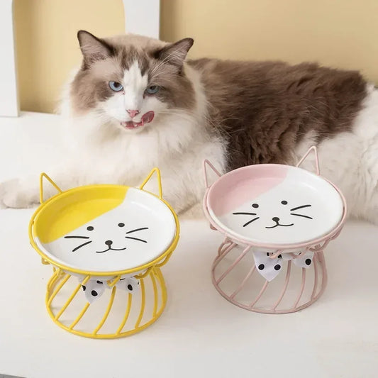 Pet Stand Bowl Ceramic Cat Food Bowl High Foot Raised Feeding Bowl For Cats Dogs Outdoor Drinking Feeding Pet Supplies Daily Use