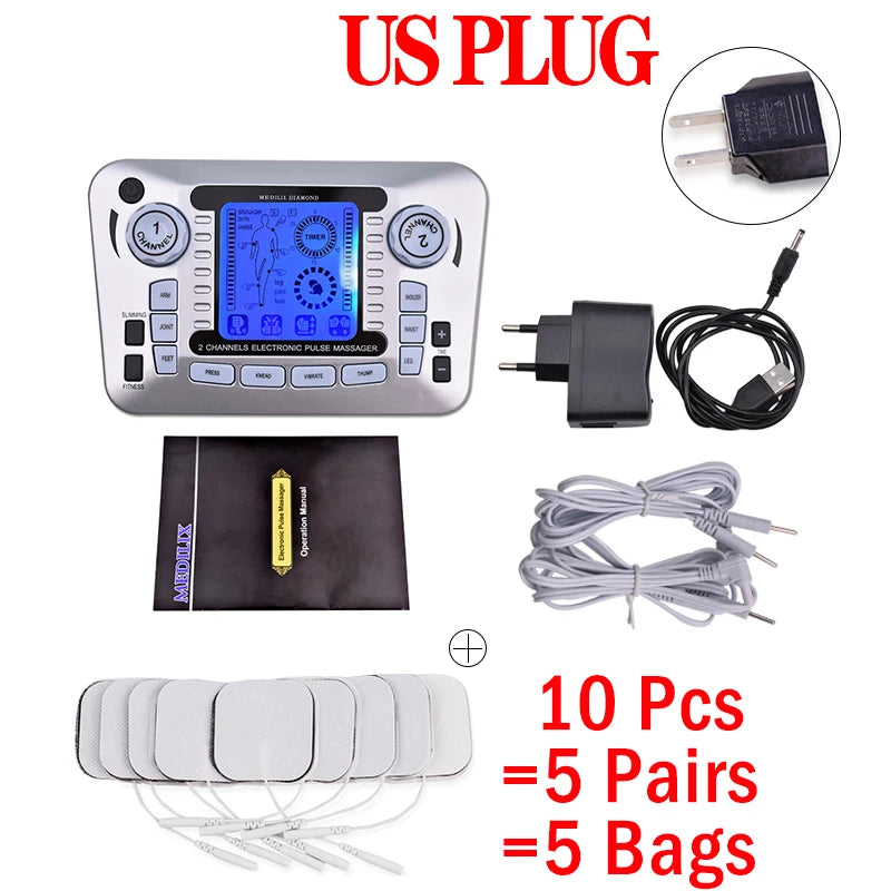 12 Modes EMS TENS Electric Pulse Meridian Therapy Massager Acupuncture Physiotherapy Muscle Stimulator Body Relax Health Care