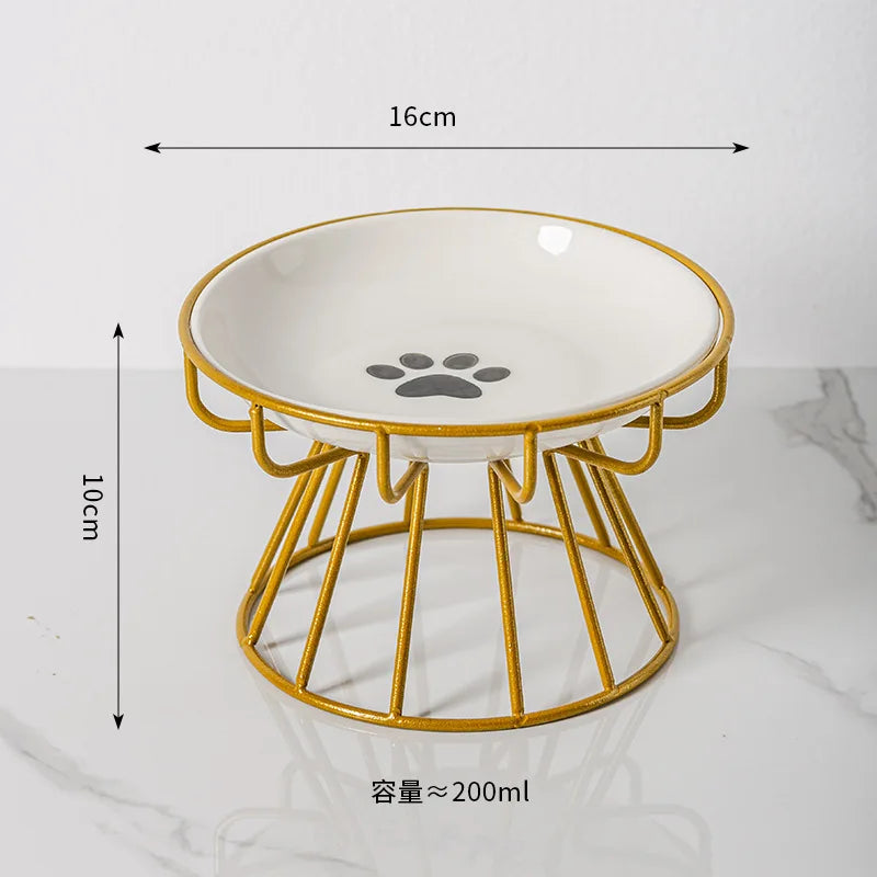Pet Ceramic Bowl, High Footed Ceramic Cat Food Bowl, Snack Bowl, Anti Overturning Indoor & Outdoor Feeding Drinking Accessories