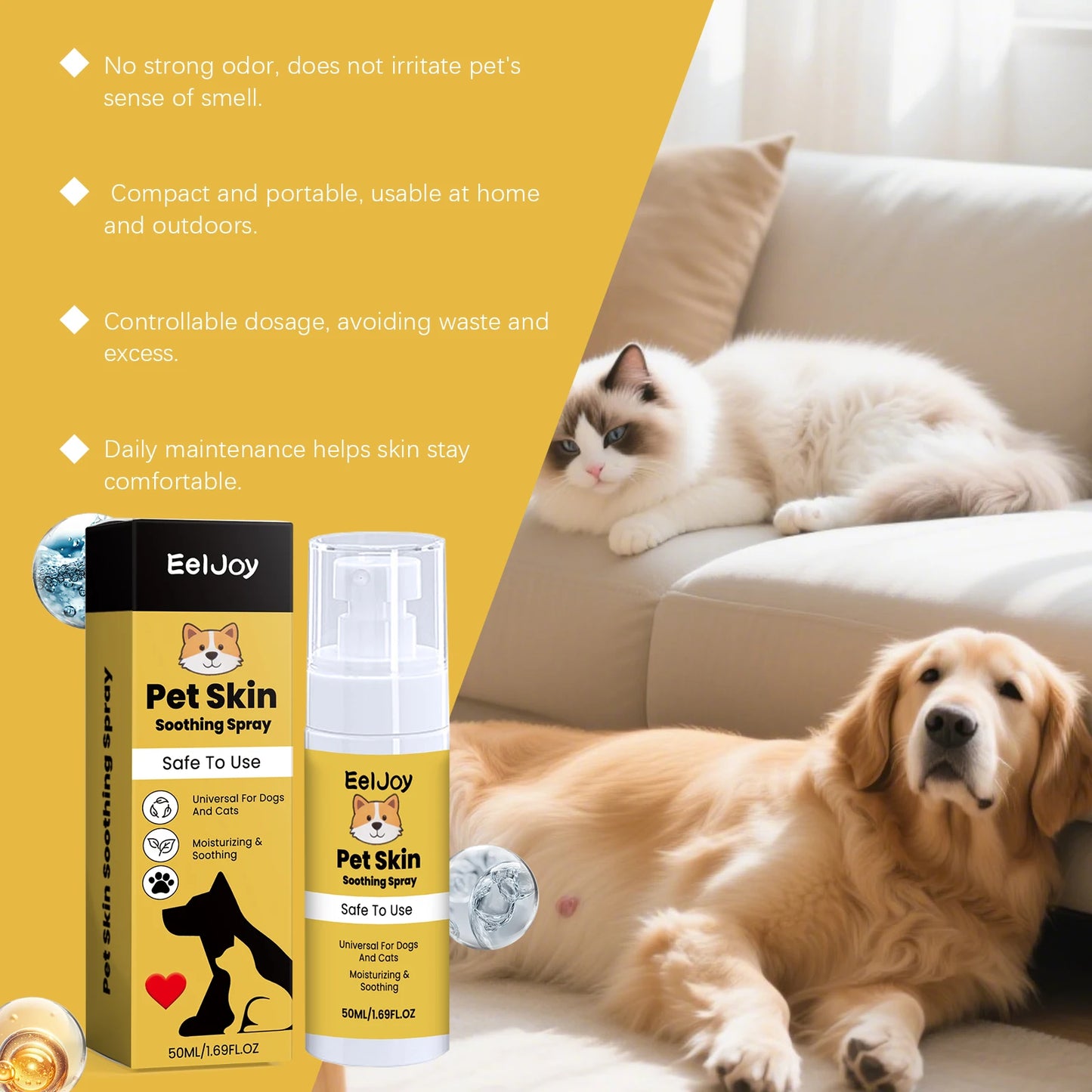 Pet Skin Care Spray - Gentle Cleaning and Care for Cat and Dog Skin, Specially Designed Pet Care Spray