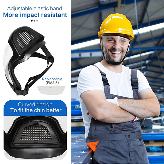 Anti-Fog Full Face Shield With Filters Kitchen Oil-Splash Face Mask Work Protection Mask Safety Glasses Protective Cover Mask