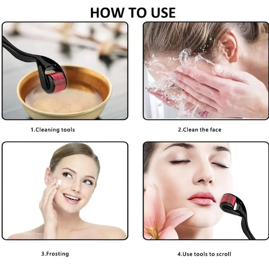 Facial beauty microneedle roller massager, beauty salon and household skin roller skincare tools, facial beauty equipment