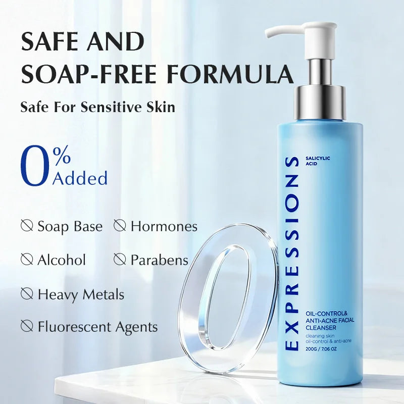 Korean Facial Cleanser – Salicylic Acid + Niacinamide, Blue Lotus & Lotus Extract for Fresh Clean & Oil-Balanced Skin