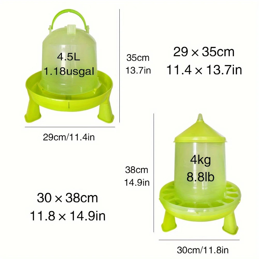 Transparent Feeder And Water Bucket Set for Poultry Hanging Self-Recovering Feeder with Base Tray Durable Polypropylene