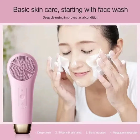 Electric Face Cleanser Facial Cleansing Brush Silicone Ultrasonic Vibration Deep Pores Blackhead Cleaning Washing Skin Massager