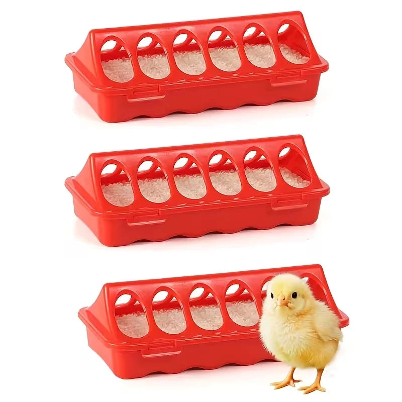 3pcs 20cm Poultry Feeder Troughs – Flip-Top Plastic, Spill-Proof for Baby Chickens & Quail