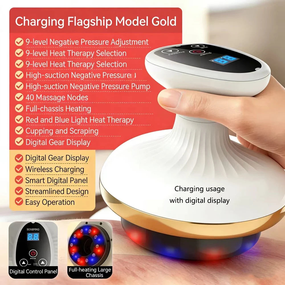 Electric Massage Meridian Brush, Universal Body Mud Scraping, Cupping Scraper, Abdominal and Back Massager, for Home Use