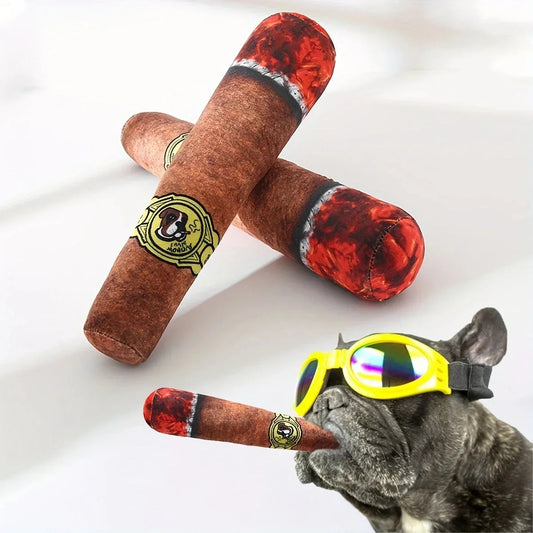 1pc-Pet Funny Toys Cigar Big Smoke Plush Sound Squeak Fake Cigarettes Toys Dog Chew Molar Interactive Game Bite Resistant Pet Dureve