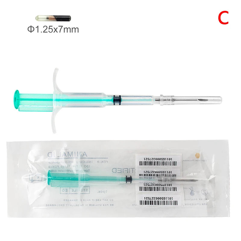 1.25*7Mm/1.4*8Mm/2.12*12Mm Pet Animal Microchip Syringe Horse Dog Microchip Pet Chip Animal Chip Syringe for Dogs Cats Fish