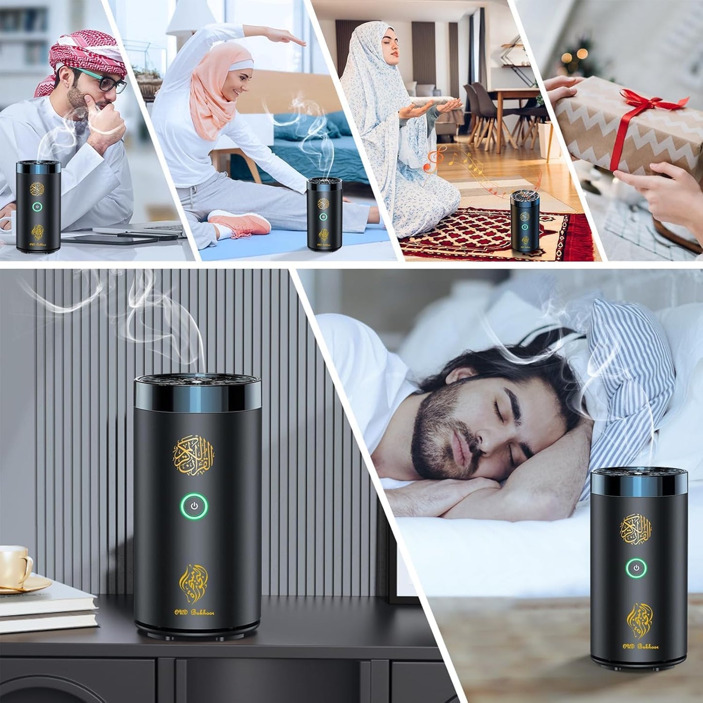 Brûleur d’Encens Électrique 2 en 1 avec Haut-Parleur Coranique, Télécommande, Brûleur de Bakhoor, Diffuseur d’Arômes pour Voiture, Bureau, Maison, Chambre, Salon, Bureau d’Étude, Spa Karamats.fr
