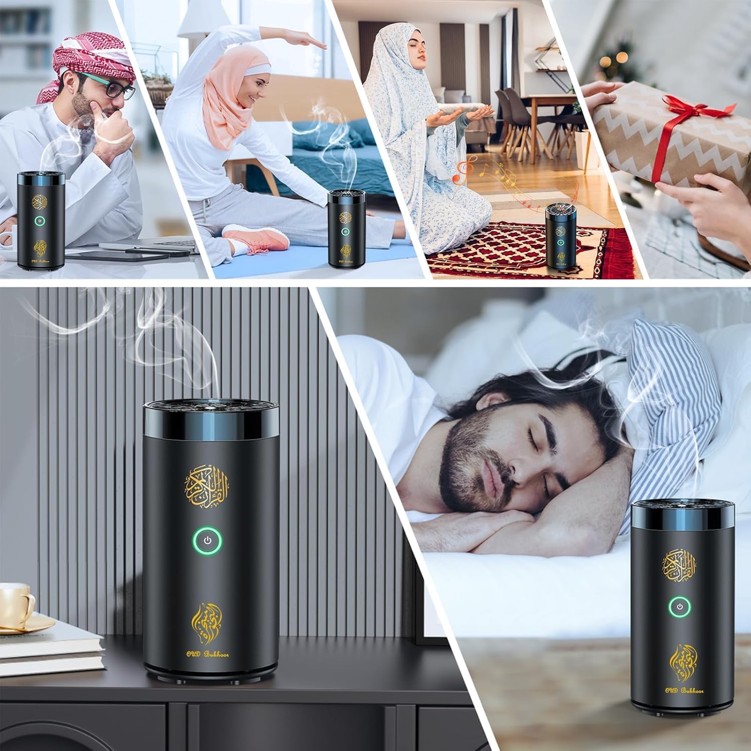 Brûleur d’Encens Électrique 2 en 1 avec Haut-Parleur Coranique, Télécommande, Brûleur de Bakhoor, Diffuseur d’Arômes pour Voiture, Bureau, Maison, Chambre, Salon, Bureau d’Étude, Spa Karamats.fr