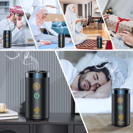 Brûleur d’Encens Électrique 2 en 1 avec Haut-Parleur Coranique, Télécommande, Brûleur de Bakhoor, Diffuseur d’Arômes pour Voiture, Bureau, Maison, Chambre, Salon, Bureau d’Étude, Spa Karamats.fr