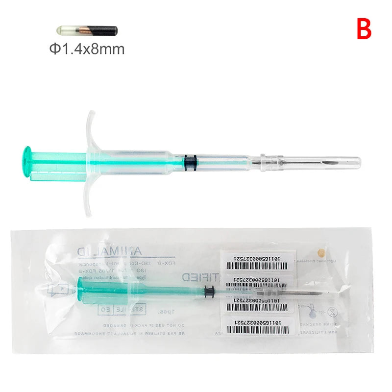 1.25*7Mm/1.4*8Mm/2.12*12Mm Pet Animal Microchip Syringe Horse Dog Microchip Pet Chip Animal Chip Syringe for Dogs Cats Fish