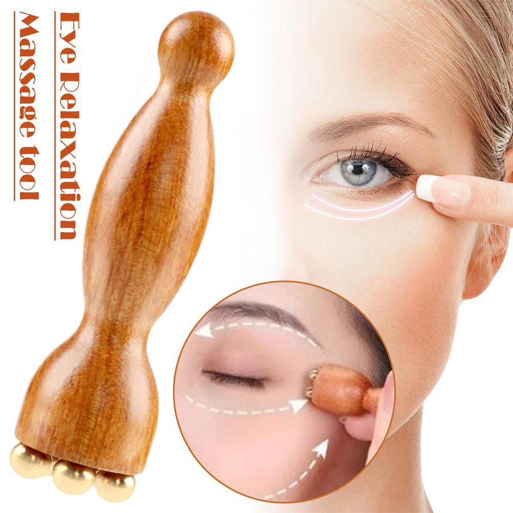 Facial Massager, Lotus Seedpod Beauty Brass Bead & Rosewood Facial Gua Sha Tool Eye Relaxation Meridians Point Acupoint Massage