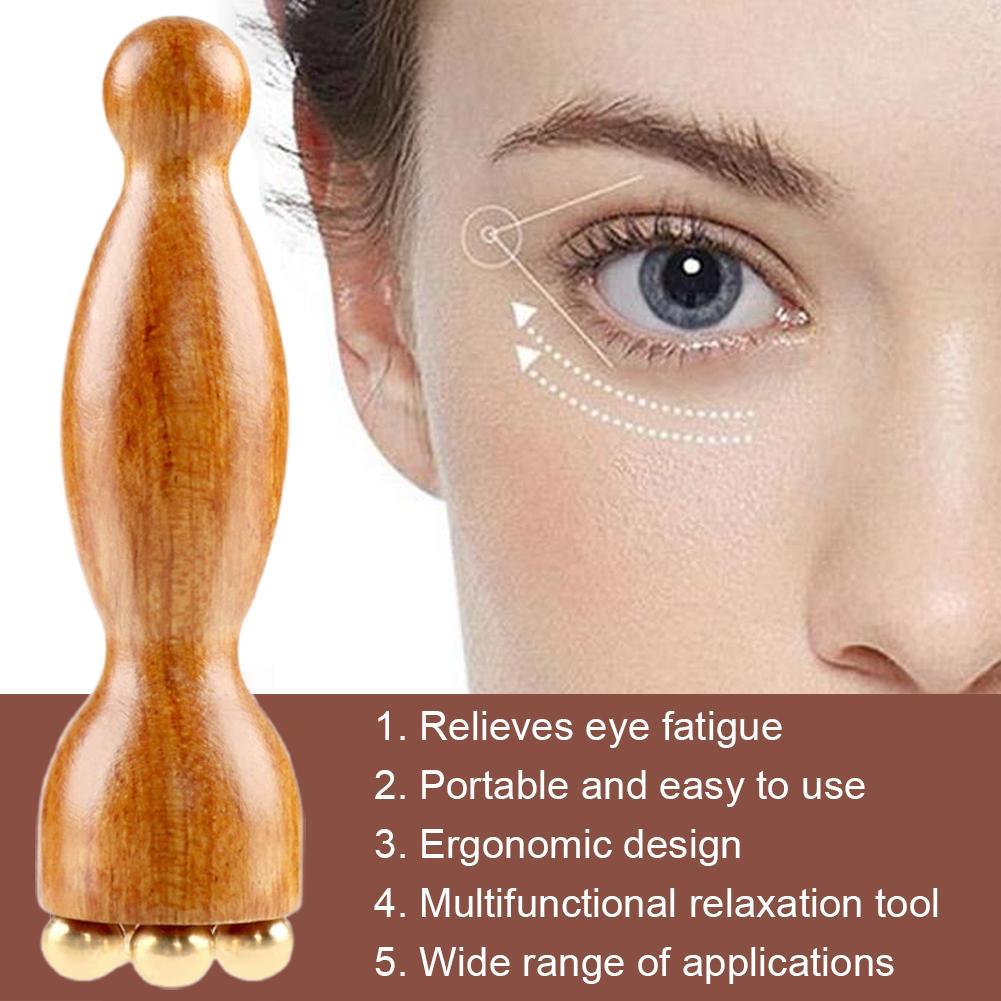 Facial Massager, Lotus Seedpod Beauty Brass Bead & Rosewood Facial Gua Sha Tool Eye Relaxation Meridians Point Acupoint Massage