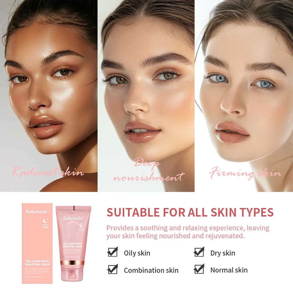 Collagen Facial Mask And Brush Set Rejuvenates Moisturizes Brightens Skin For Glowing Elasticity Korean Face Care Treatment