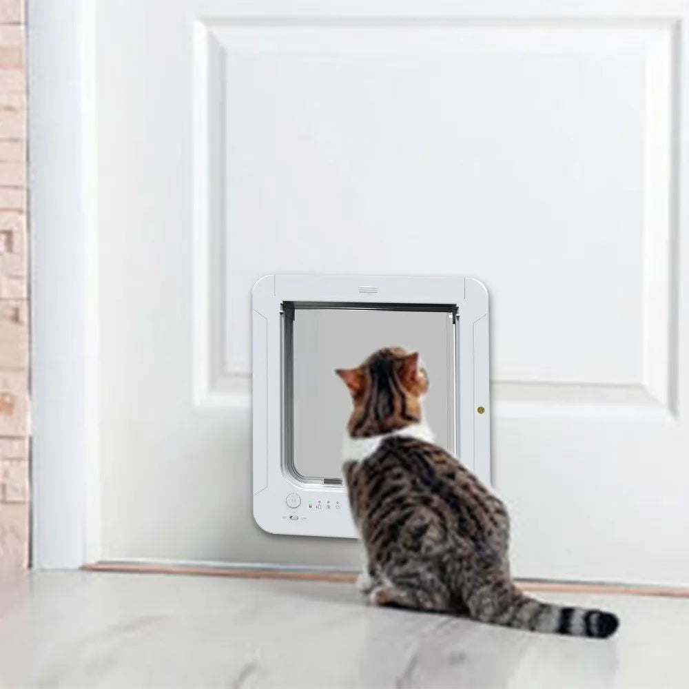 Smart Silent Electric Pet Door for Cats and Dogs Free Passage with Chip Recognition Suitable for Glass, Iron, and Wooden Doors Dureve