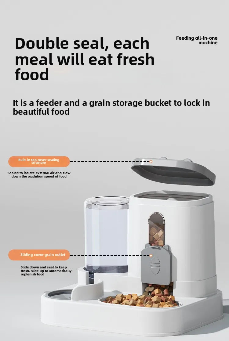 Cat Bowl Automatic Feeder with Spill Proof Design with Water Fountain Pet Food Dispenser for Small Medium Large Cats Dogs