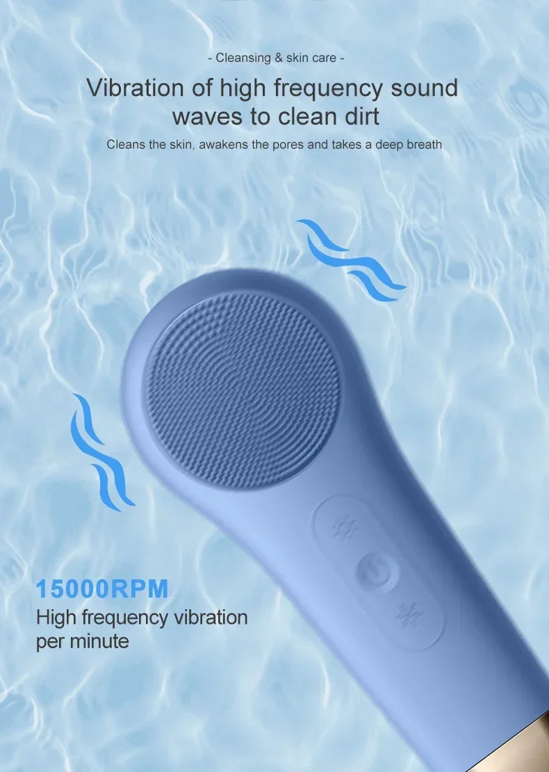 Electric Face Cleanser Facial Cleansing Brush Silicone Ultrasonic Vibration Deep Pores Blackhead Cleaning Washing Skin Massager