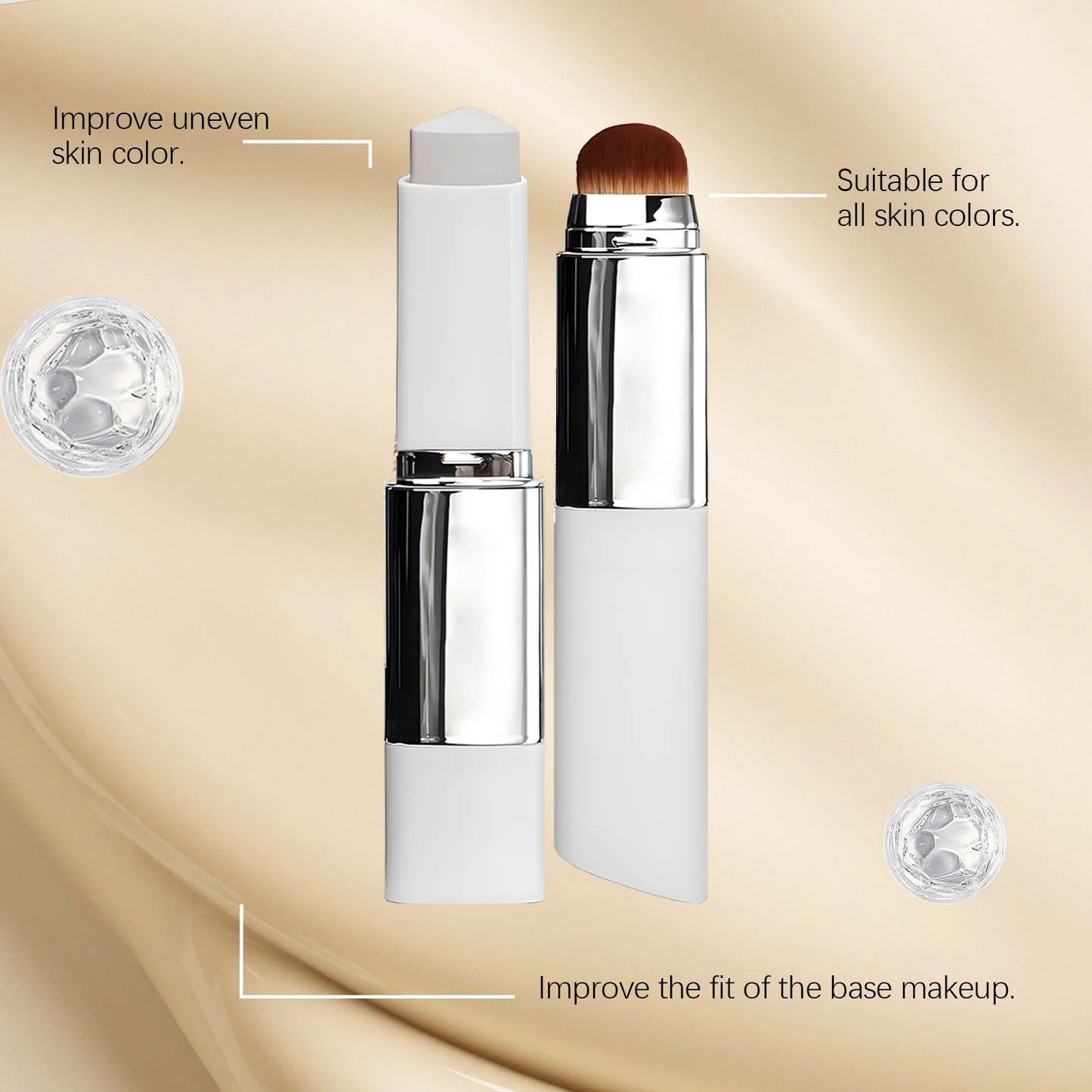 Foundation Make-Up Stick Double Head with Brush 3 Colors Lightweight Moisturizing Brighten Matte Concealer 2IN1 Foundation Stick