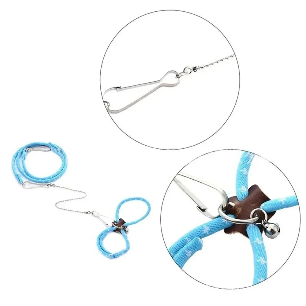 Pet Adjustable Soft Harness Bell Leash Set Mouse Hamster Ferrets Rat Pet Pig Leash Hamster Harness Rope Anti-bite Pet Walking Dureve
