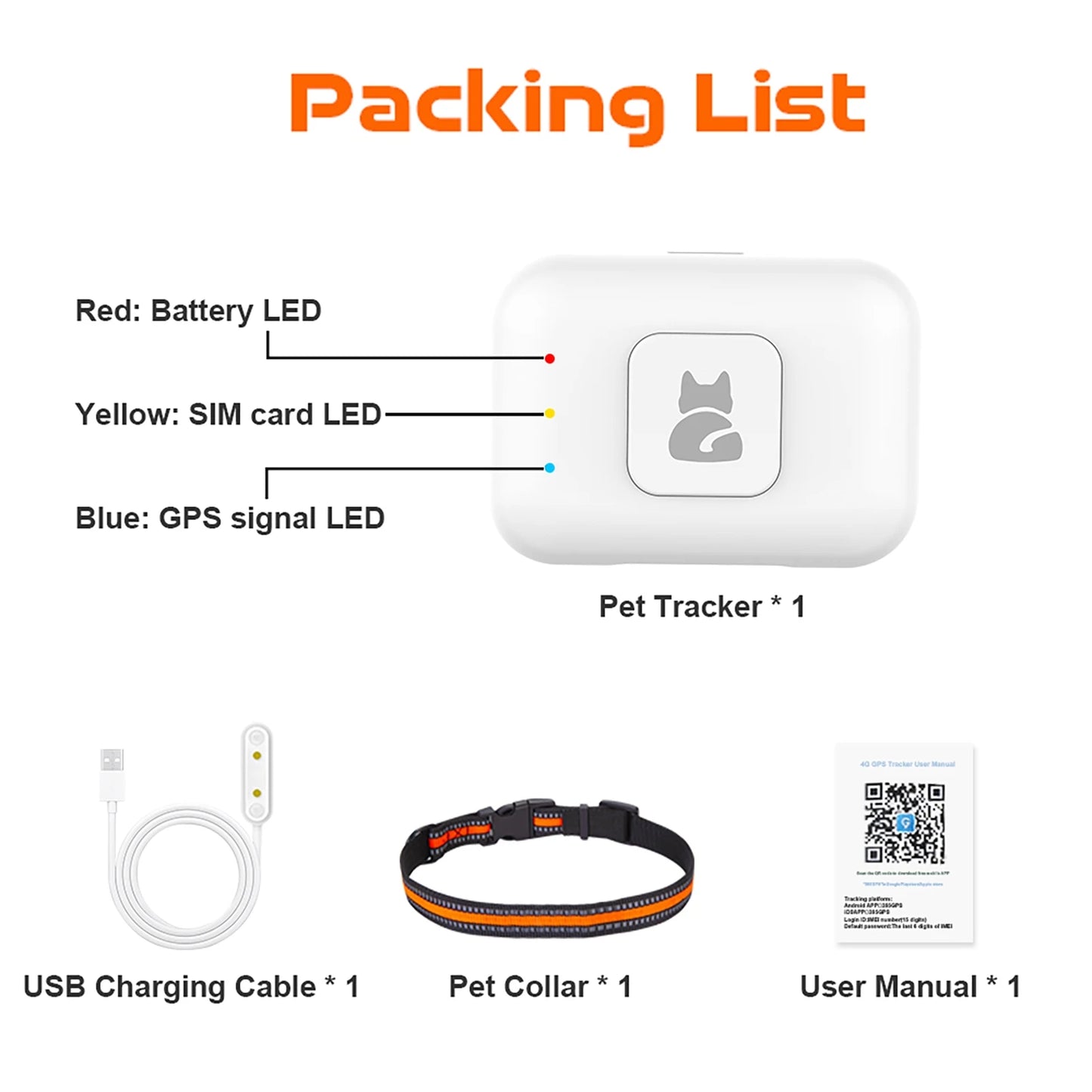 GPS Pet Locator Smart Collar with Colorful LED Flash IP67 Waterproof Pet Pedometer Calorie Health Data Monitoring Mini Tracker