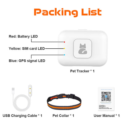 GPS Pet Locator Smart Collar with Colorful LED Flash IP67 Waterproof Pet Pedometer Calorie Health Data Monitoring Mini Tracker