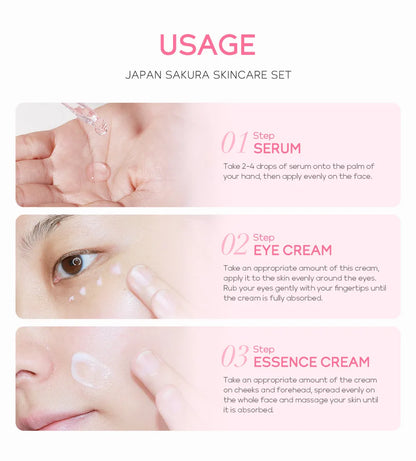 LAIKOU Sakura Skin Care Sets Facial Cleanser Face Cream Serum Toner Moisturizing Brightening Anti Wrinkles Skin Care Kit
