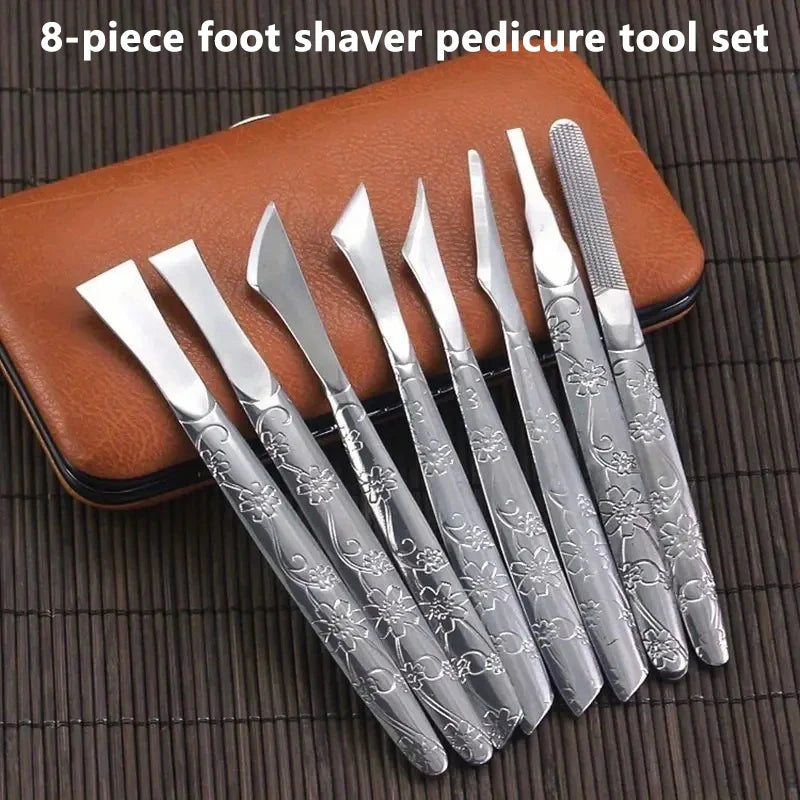 〔E〕Professional Pedicure Tools Set Manicure Kit Stainless Steel Toe Pedicure Knife Nail Clipper Feet Scraper Dead Skin Remover