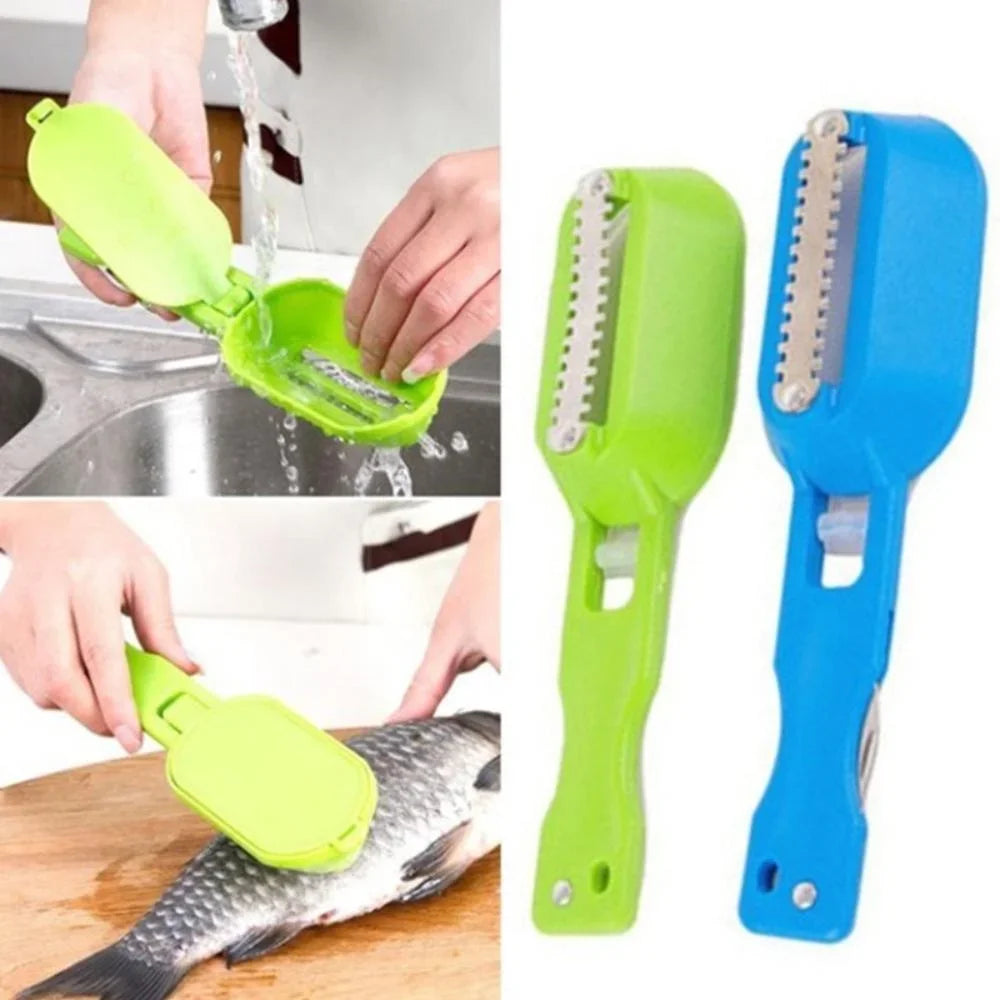 Fish Skin Brush Fast Remove Fish Scale Scraper Planer Tool Fish Scaler Fishing Knife Cleaning Tools Kitchen Cooking Accessorie