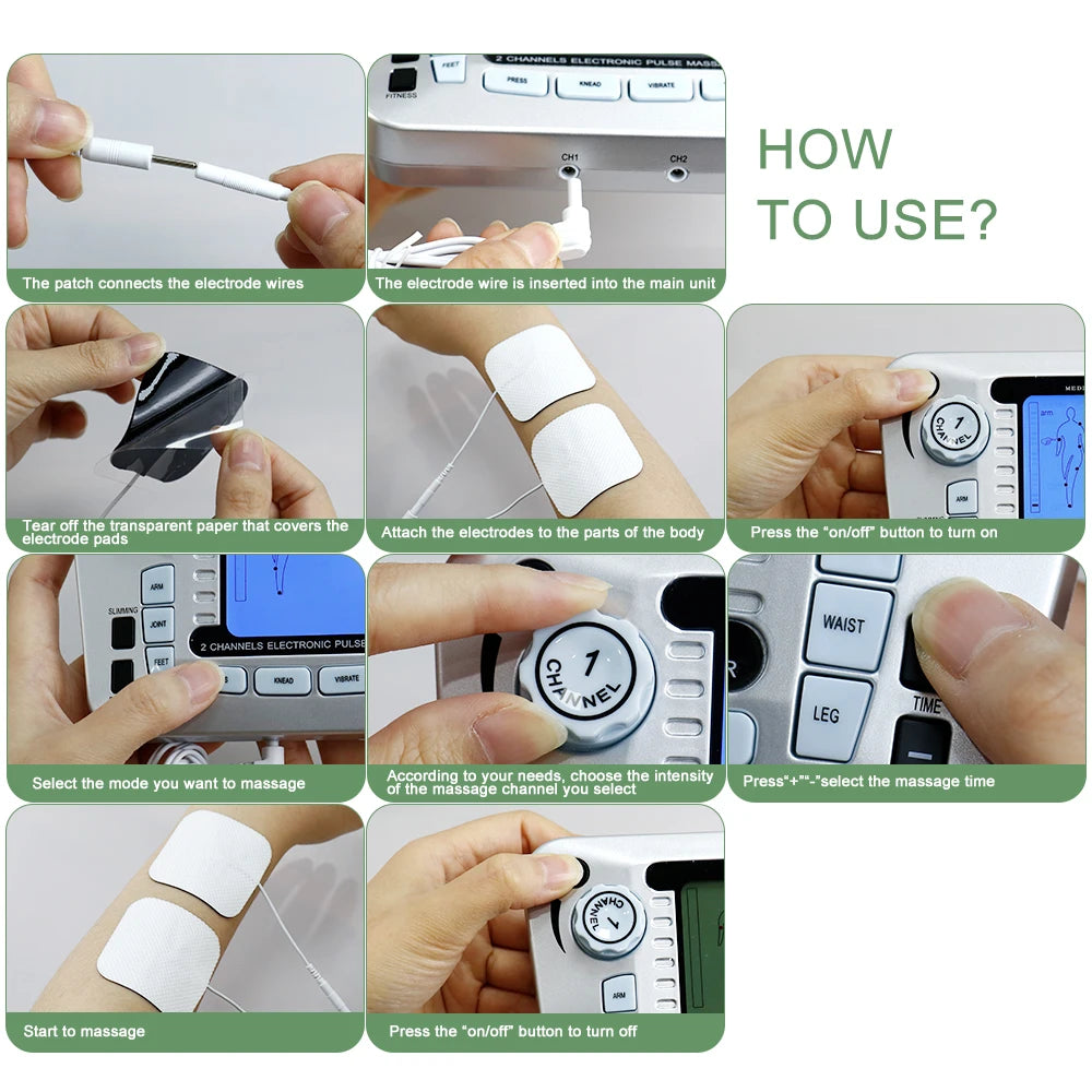 12 Modes EMS TENS Electric Pulse Meridian Therapy Massager Acupuncture Physiotherapy Muscle Stimulator Body Relax Health Care