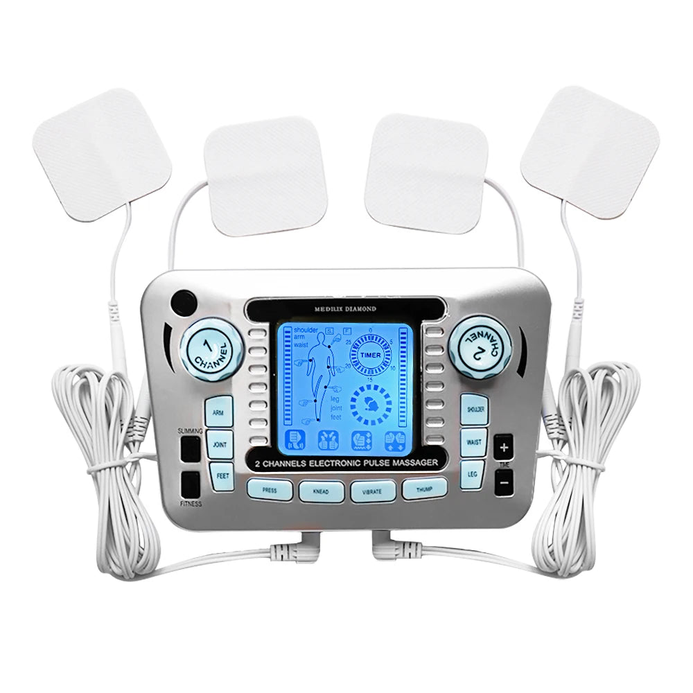 12 Modes EMS TENS Electric Pulse Meridian Therapy Massager Acupuncture Physiotherapy Muscle Stimulator Body Relax Health Care