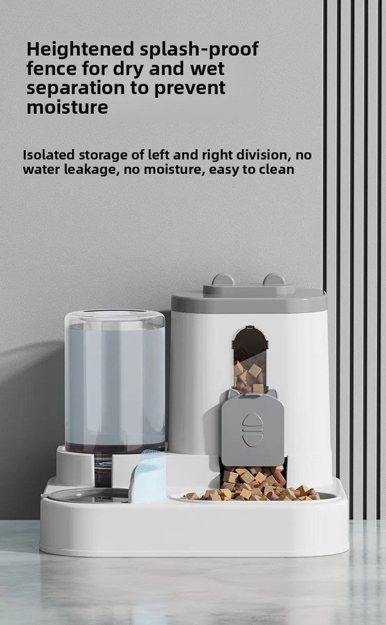 Cat Bowl Automatic Feeder with Spill Proof Design with Water Fountain Pet Food Dispenser for Small Medium Large Cats Dogs