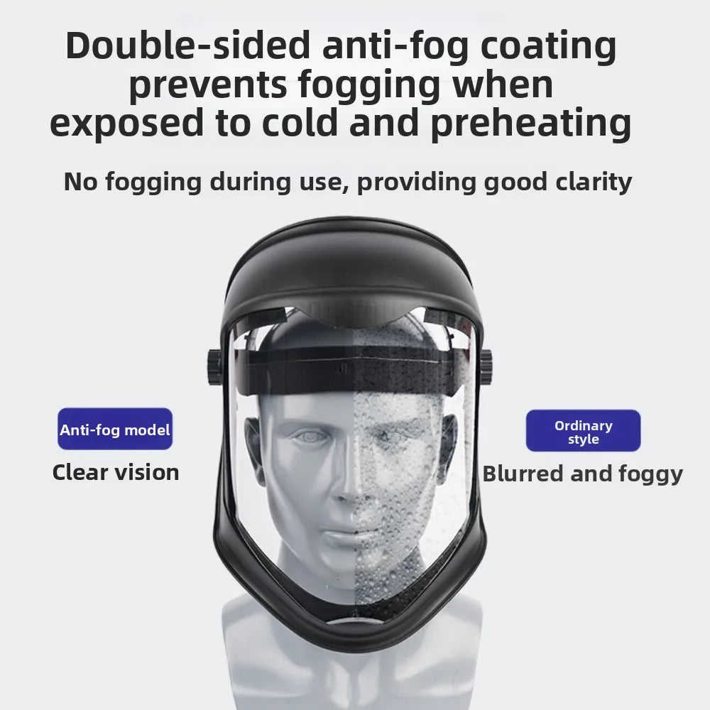 Full Face Protective Safe Mask, Anti Fog, Anti Impact, Anti Splash, Head Mounted Transparent Dust-proof and Oil Fume Proof Mask