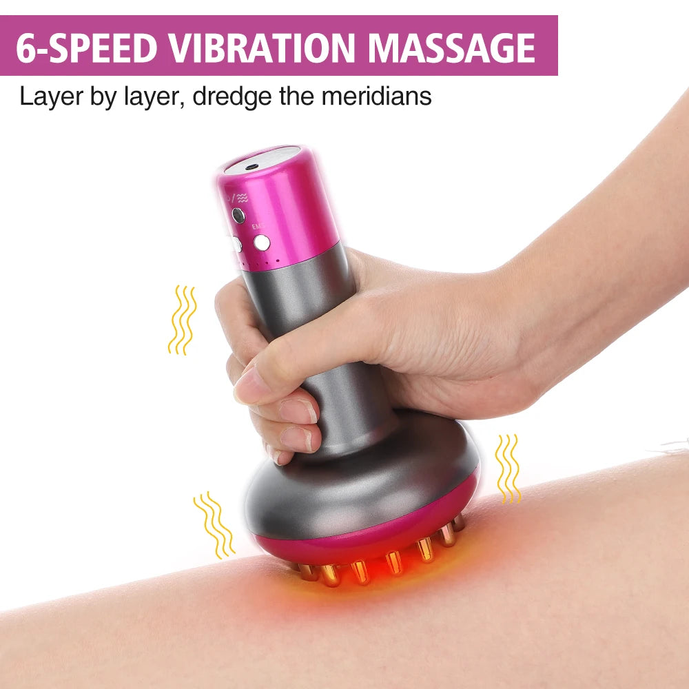 Eletric Guahsa Massager Meridian Massage Brush Lymphatic Drainage Machine Heating Microcurrent Body Back Massager Anti Cellulite