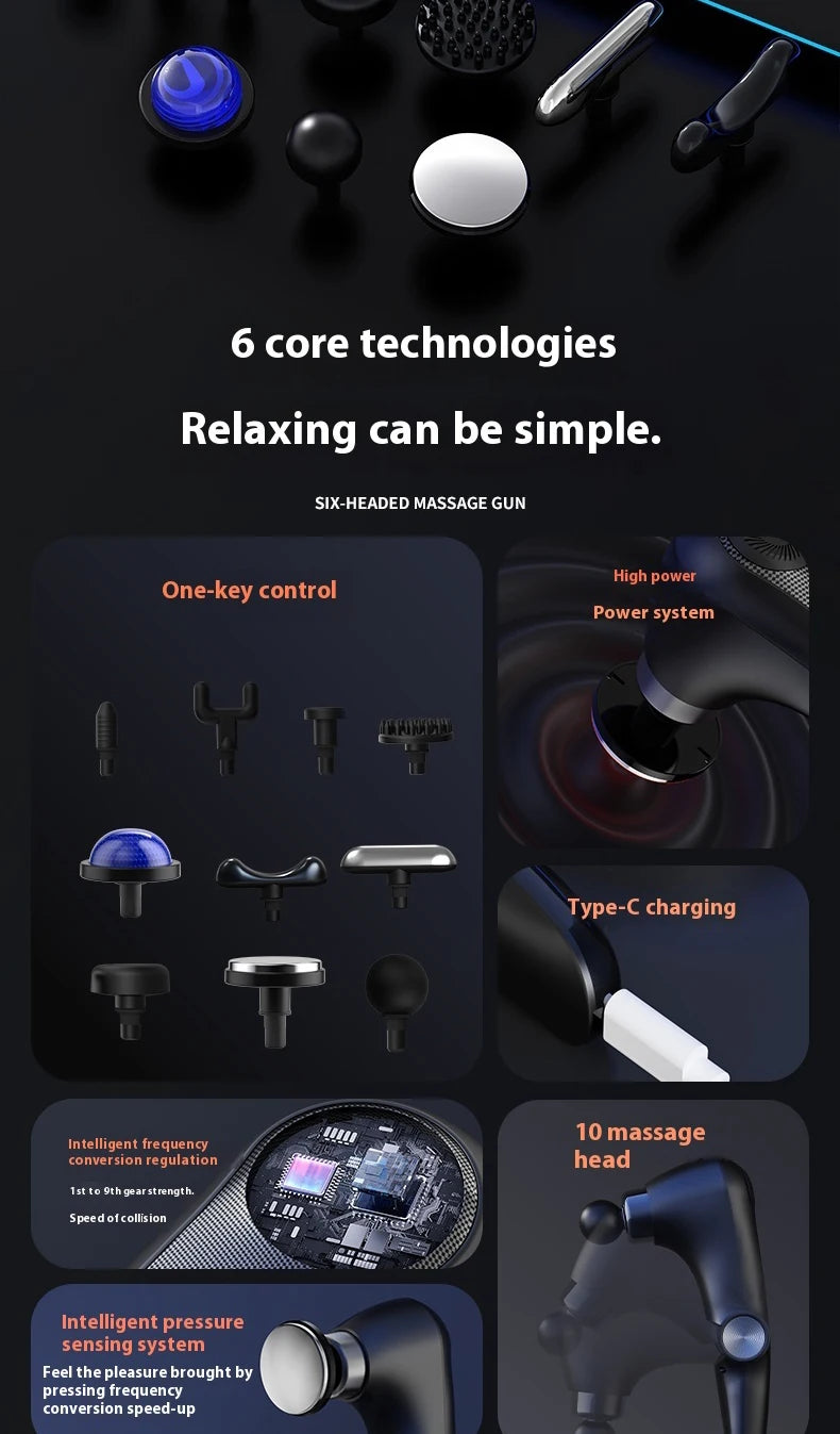 Fascia Gun Massage with Hot and Cold Heads Adjustable Angles Portable Percussion Back Massager for Muscle Neck Body Fitness