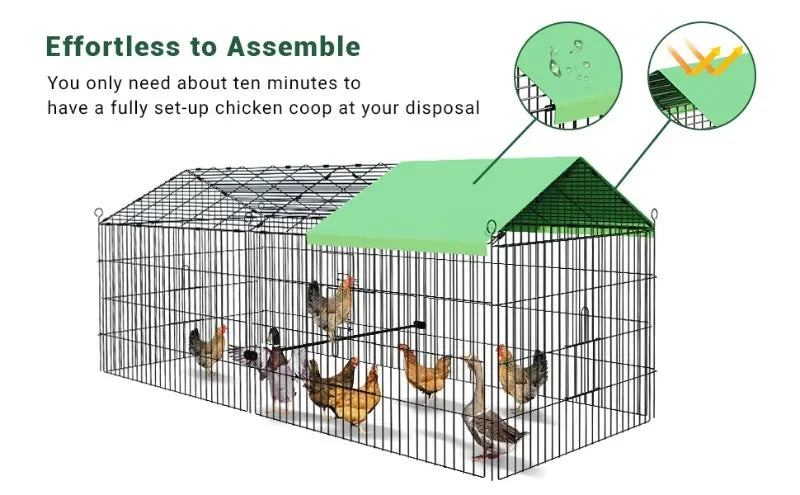 Foldable and Detachable Outdoor Poultry Cages Multifunctional Farm Animal Supplies Large Chicken Coop Walk-in Poultry Run