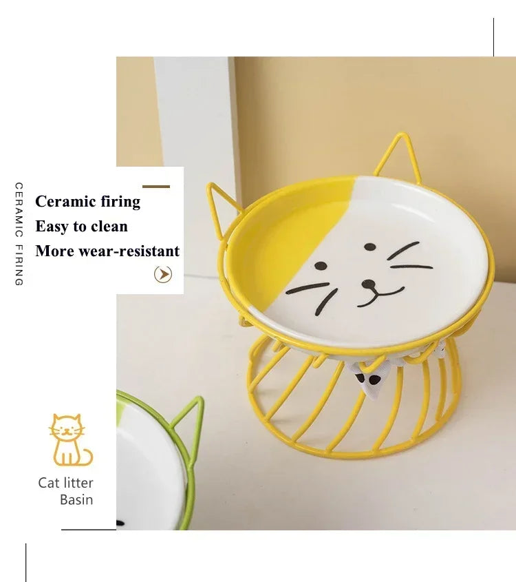 Pet Stand Bowl Ceramic Cat Food Bowl High Foot Raised Feeding Bowl For Cats Dogs Outdoor Drinking Feeding Pet Supplies Daily Use