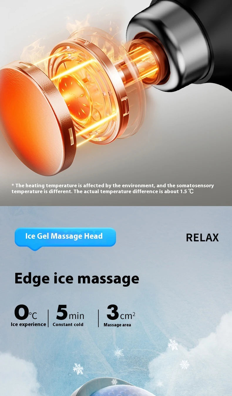 Fascia Gun Massage with Hot and Cold Heads Adjustable Angles Portable Percussion Back Massager for Muscle Neck Body Fitness