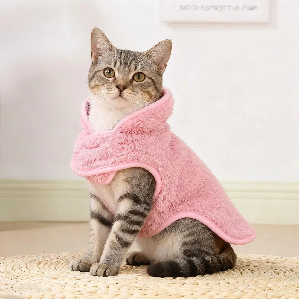 Pet Cat Clothes Fleece Reversible Jacket Sweater For Cats Dogs Soft Fleece Winter Warm Kitten Puppy Padded Vest Apparel Costume