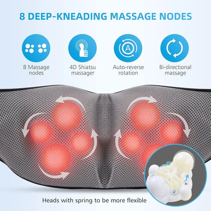 Back Massager, Heated Shiatsu Neck Massager, Portable Full Body Massager,Deep Kneading Shoulder Electric Massage shawl,Waist Leg