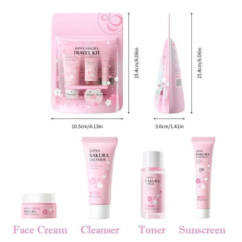 LAIKOU Sakura Skin Care Sets Facial Cleanser Face Cream Serum Toner Moisturizing Brightening Anti Wrinkles Skin Care Kit