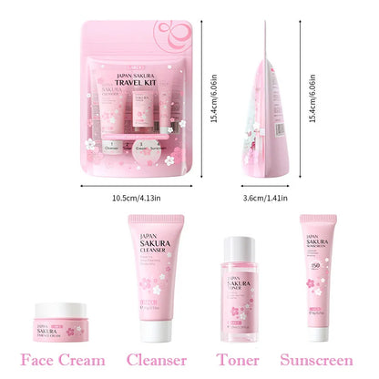 LAIKOU Sakura Skin Care Sets Facial Cleanser Face Cream Serum Toner Moisturizing Brightening Anti Wrinkles Skin Care Kit
