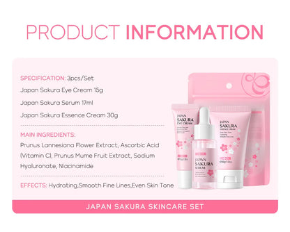 LAIKOU Sakura Skin Care Sets Facial Cleanser Face Cream Serum Toner Moisturizing Brightening Anti Wrinkles Skin Care Kit