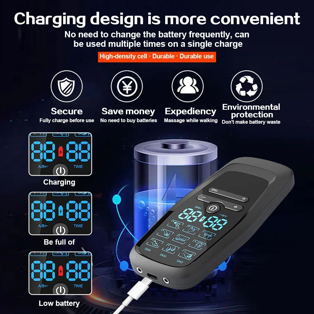 Microcurrent Muscle Stimulator Ems Pulse Massage Physiotherapy Device Muscle Training Slimming Machine Massager Pain Relief