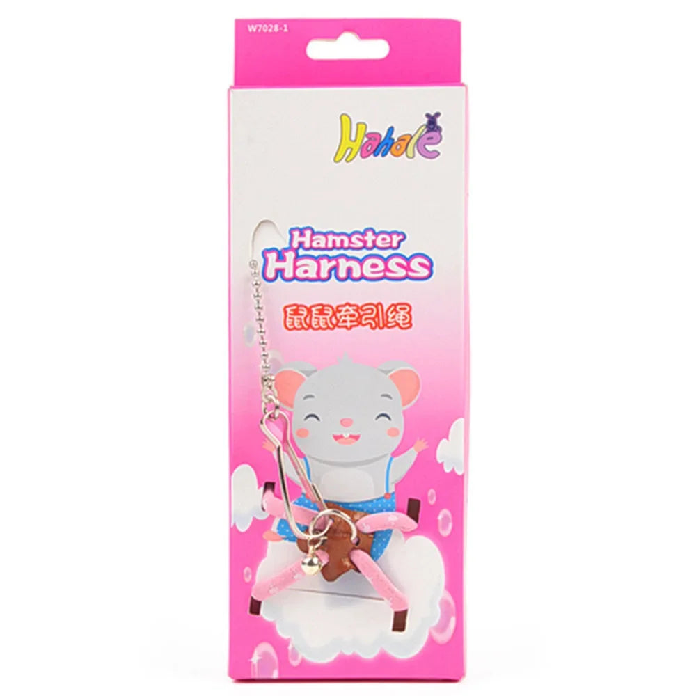 Pet Adjustable Soft Harness Bell Leash Set Mouse Hamster Ferrets Rat Pet Pig Leash Hamster Harness Rope Anti-bite Pet Walking Dureve