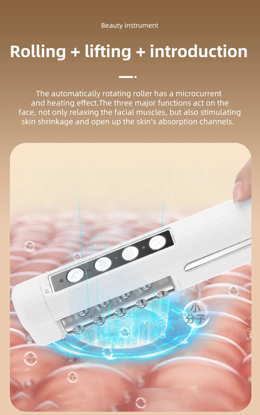 2026 Latest Facial Rolling Massager Device Heated Roller Firming Face EMS 360 Rotating Wrinkle Remover Improve Facial Depression