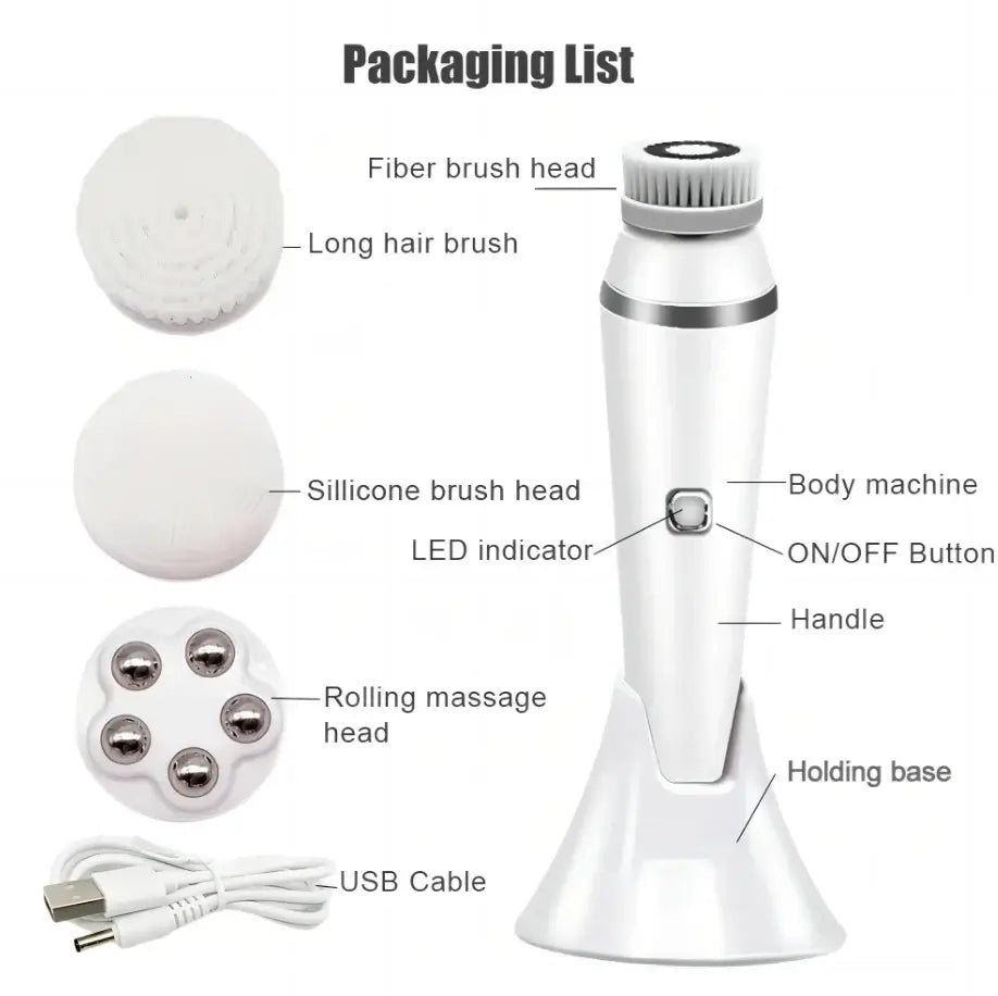 Waterproof IPX7 Electric Facial Cleansing Brush Electric Deep Cleaning Removal Blackhead Pore Exfoliator Face Massager Device