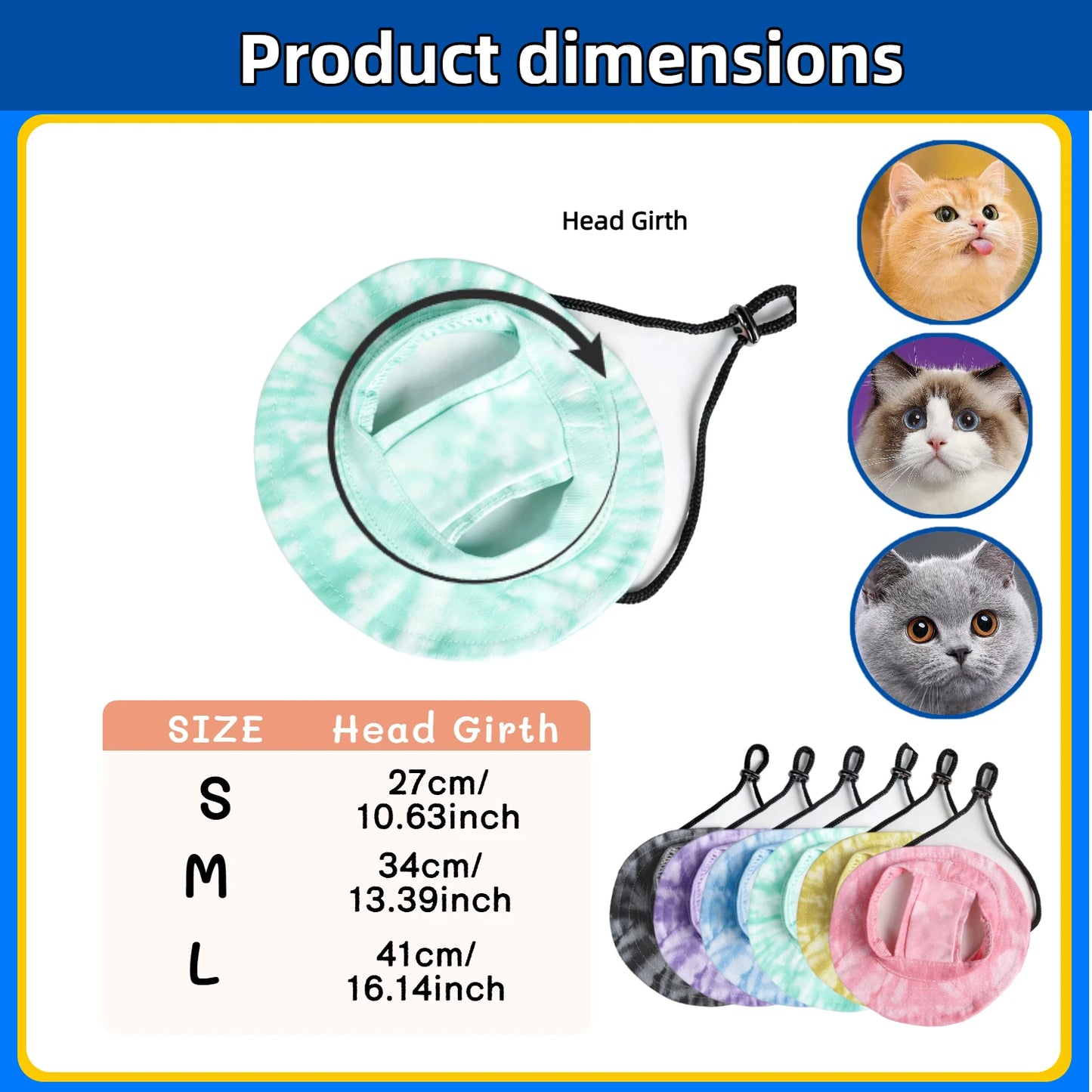 Pet cat fishing hat - Fashionable and cute. Essential for your cat's summer outdoor outfit.