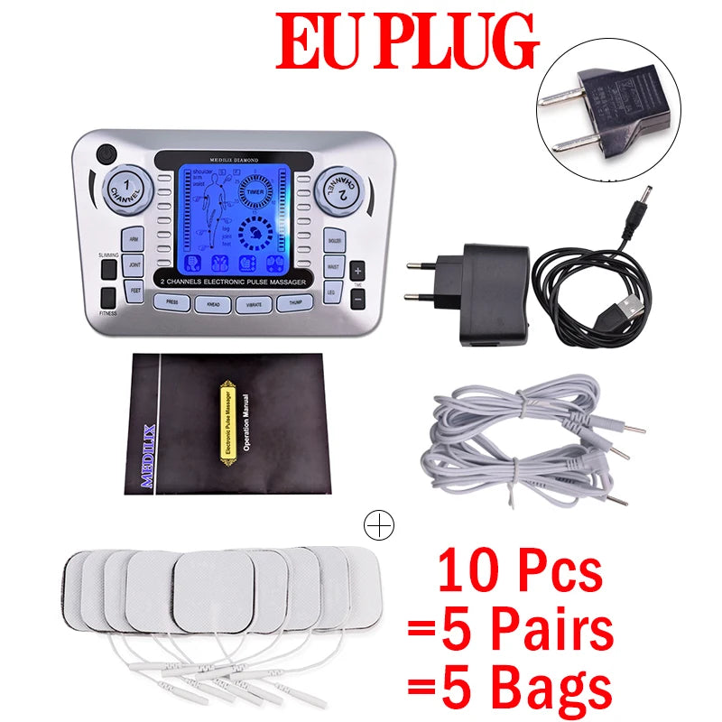 12 Modes EMS TENS Electric Pulse Meridian Therapy Massager Acupuncture Physiotherapy Muscle Stimulator Body Relax Health Care